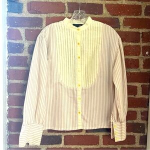 VINTAGE TOMBOY Pinstripe Pleated Blouse